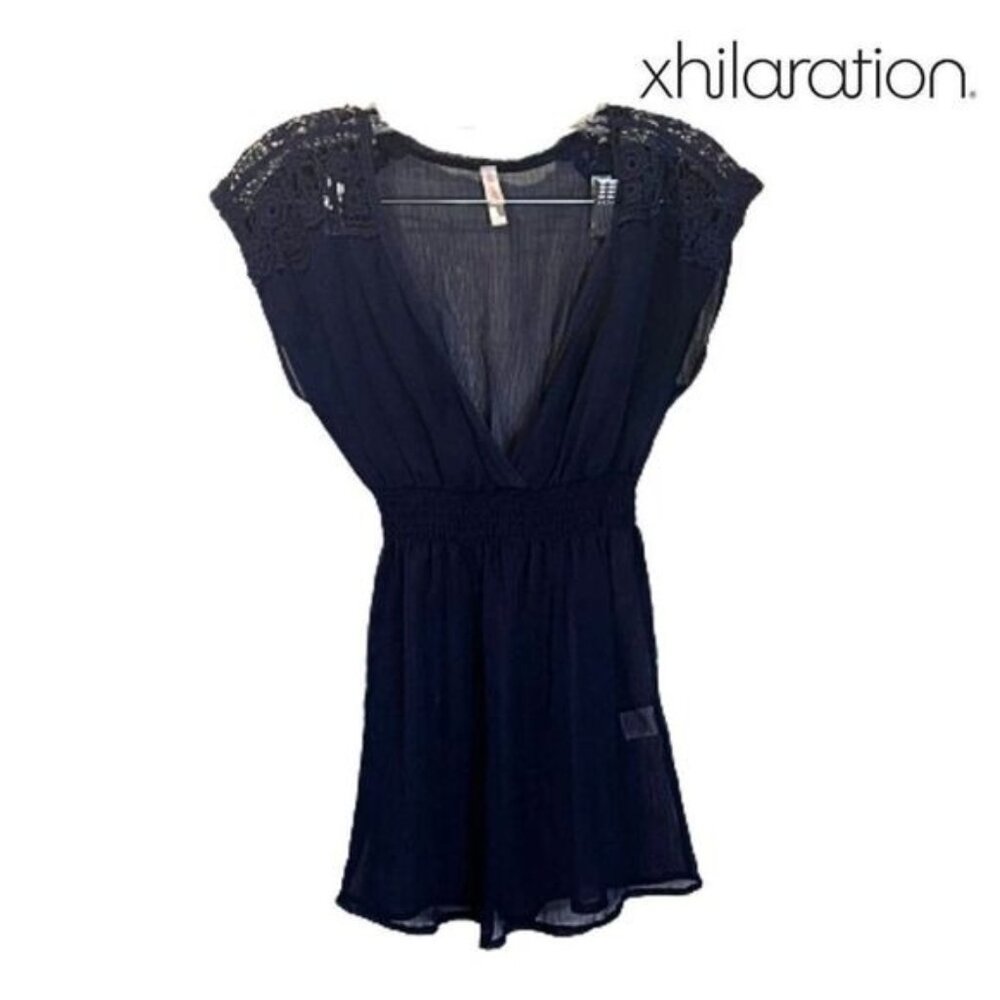 xhilaration Women's Bikini Cover Up Sheer Mini‎ Beach Dress